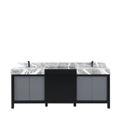 Lexora Zilara 84 in. Black and Grey Double Sink Bath Vanity