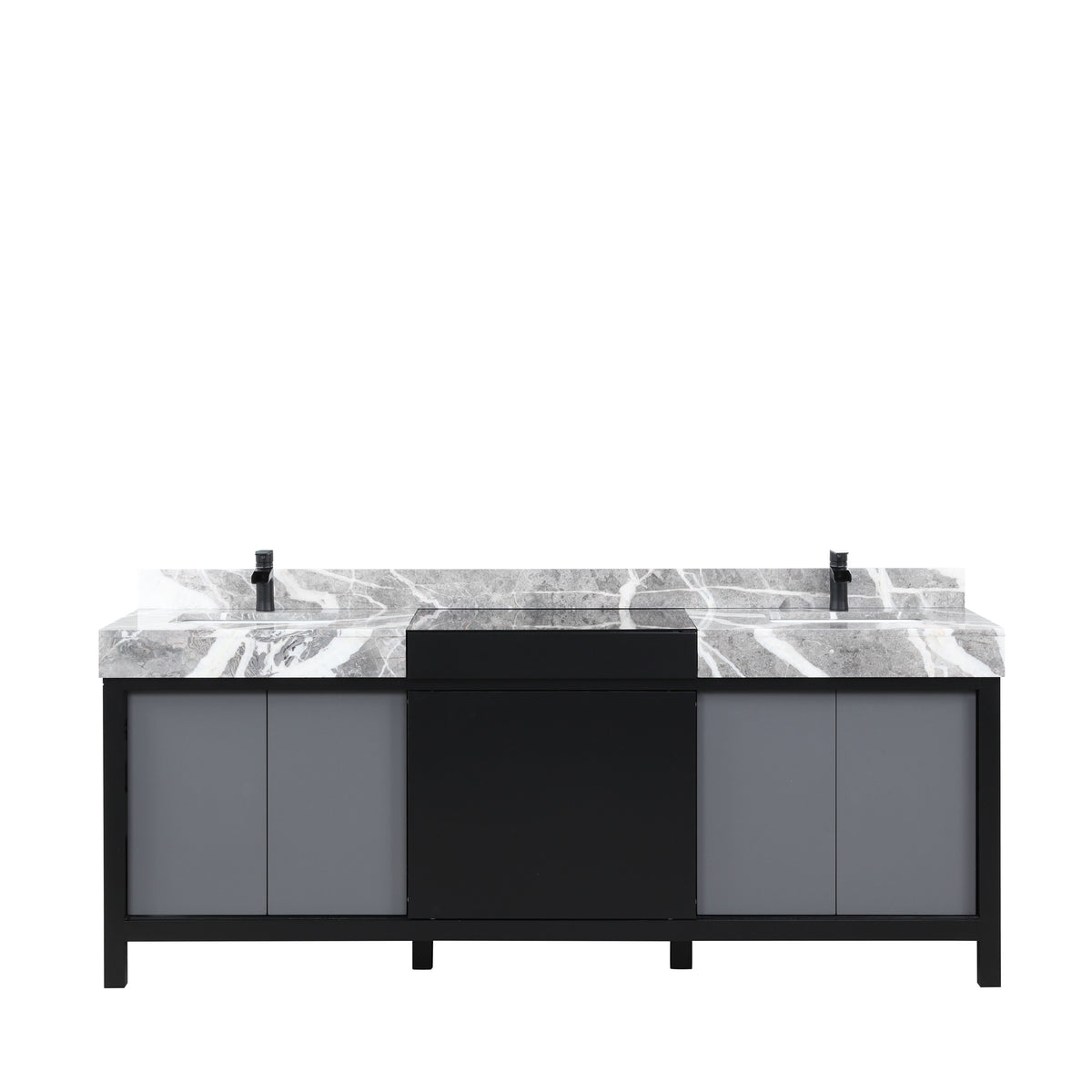 Lexora Zilara 84 in. Black and Grey Double Sink Bath Vanity