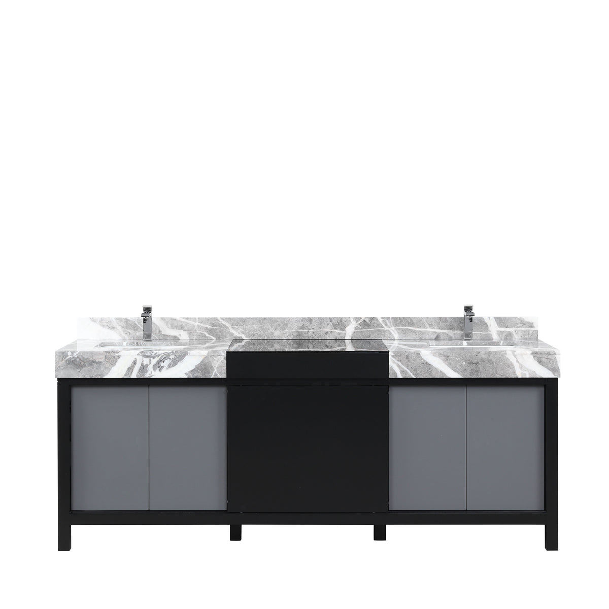 Lexora Zilara 84 in. Black and Grey Double Sink Bath Vanity