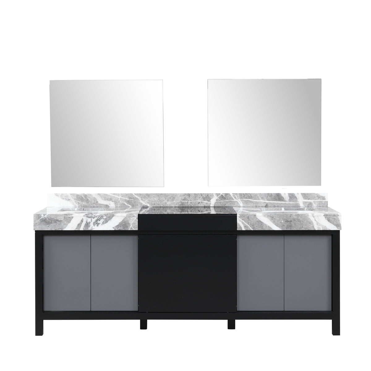 Lexora Zilara 84 in. Black and Grey Double Sink Bath Vanity