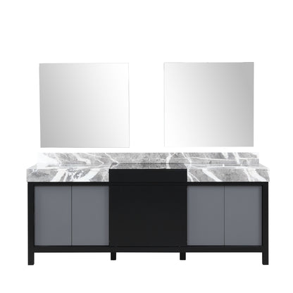 Lexora Zilara 84 in. Black and Grey Double Sink Bath Vanity