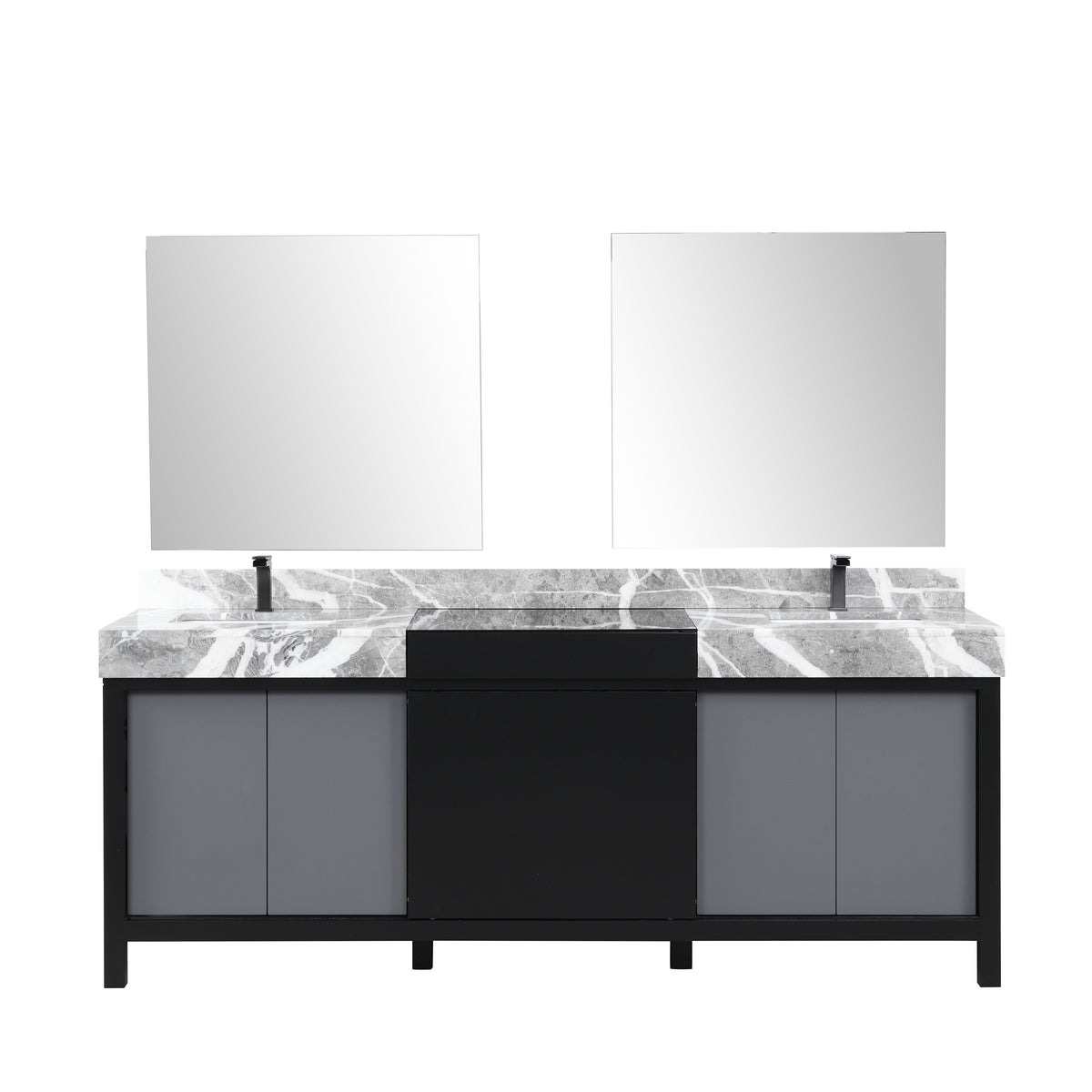 Lexora Zilara 84 in. Black and Grey Double Sink Bath Vanity