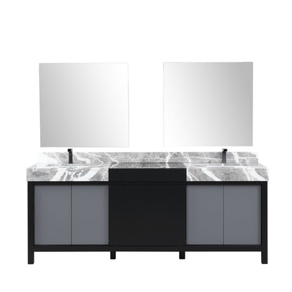 Lexora Zilara 84 in. Black and Grey Double Sink Bath Vanity
