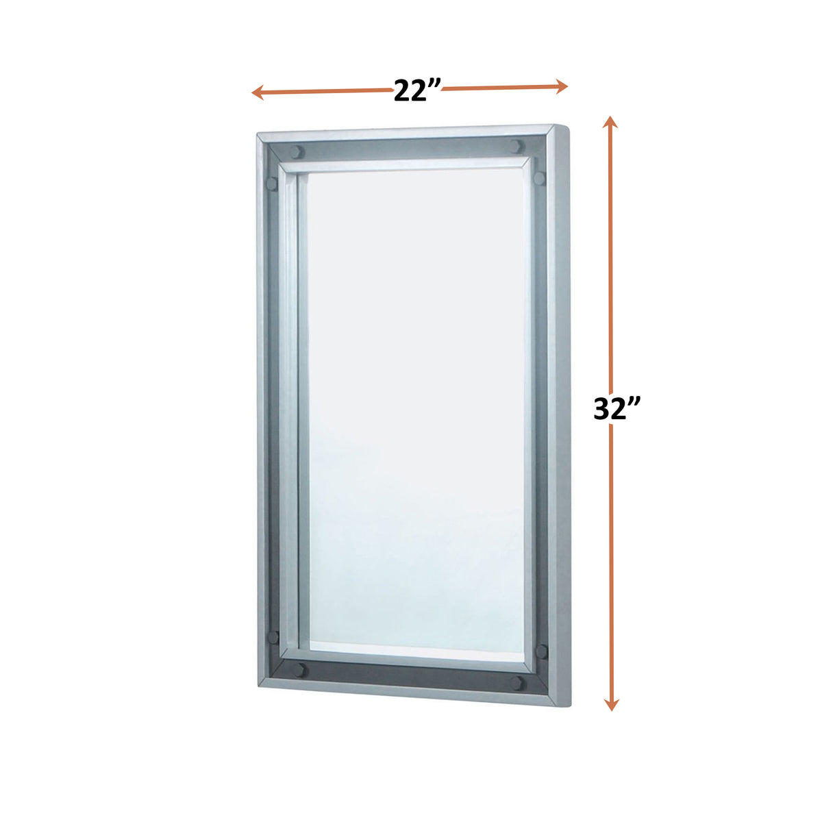 Lexora Ziva 22 in W x 32 in H Dark Grey Mirror with Black Metal Inlay