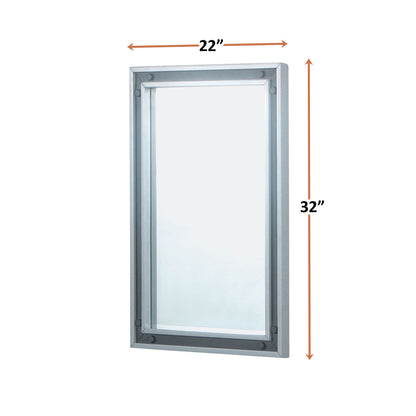 Lexora Ziva 22 in W x 32 in H Dark Grey Mirror with Black Metal Inlay