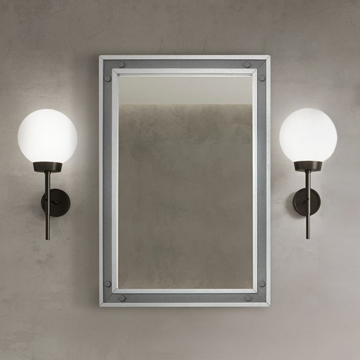 Lexora Ziva 22 in W x 32 in H Dark Grey Mirror with Black Metal Inlay