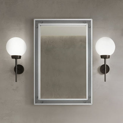 Lexora Ziva 22 in W x 32 in H Dark Grey Mirror with Black Metal Inlay