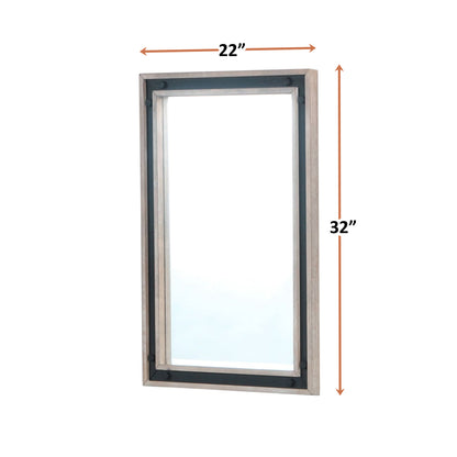 Lexora Ziva 22 in W x 32 in H Rustic Barnwood Mirror with Black Metal Inlay