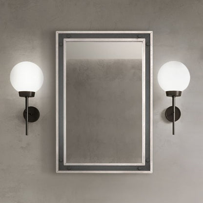 Lexora Ziva 22 in W x 32 in H Rustic Barnwood Mirror with Black Metal Inlay