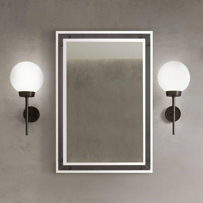 Lexora Ziva 22 in W x 32 in H White Mirror with Black Metal Inlay