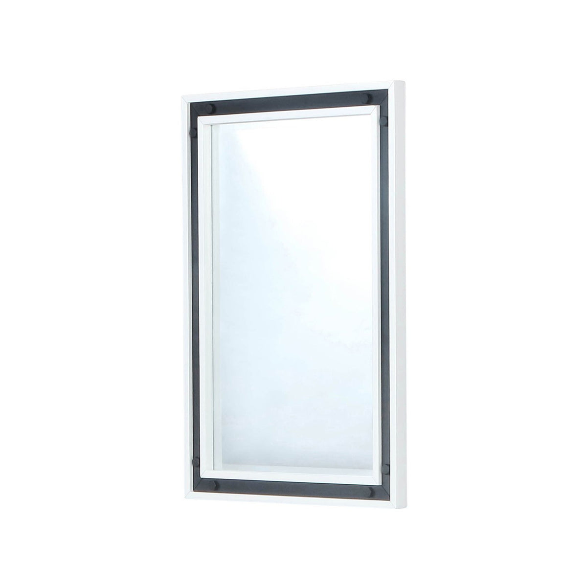 Lexora Ziva 22 in W x 32 in H White Mirror with Black Metal Inlay