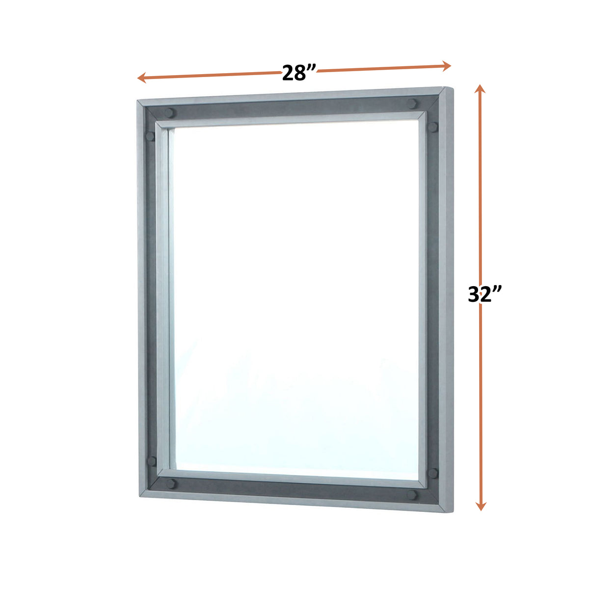 Lexora Ziva 28 in W x 32 in H Dark Grey Mirror with Black Metal Inlay