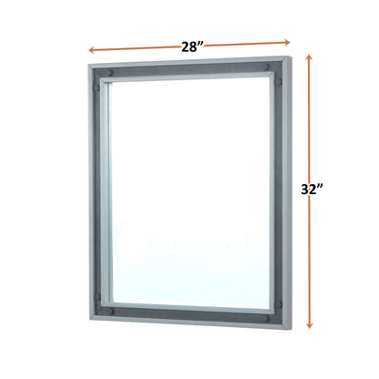 Lexora Ziva 28 in W x 32 in H Dark Grey Mirror with Black Metal Inlay
