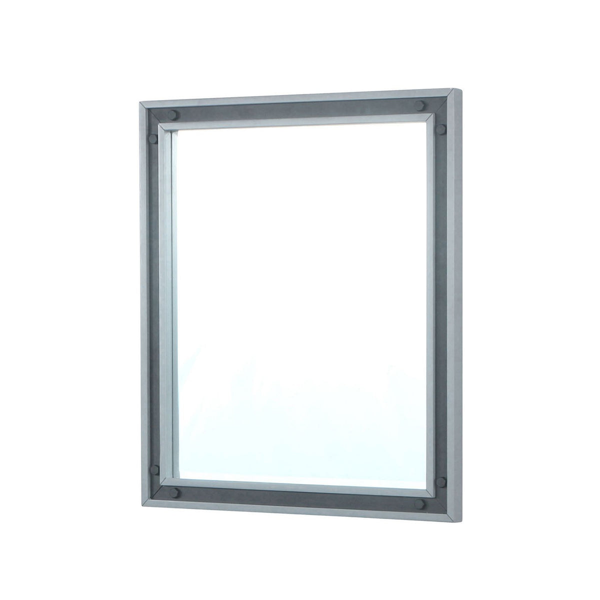 Lexora Ziva 28 in W x 32 in H Dark Grey Mirror with Black Metal Inlay