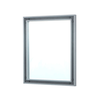 Lexora Ziva 28 in W x 32 in H Dark Grey Mirror with Black Metal Inlay