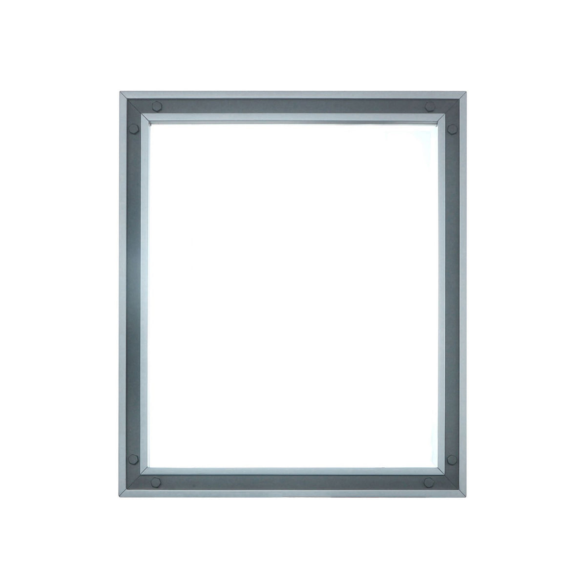 Lexora Ziva 28 in W x 32 in H Dark Grey Mirror with Black Metal Inlay