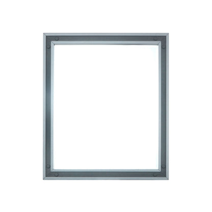 Lexora Ziva 28 in W x 32 in H Dark Grey Mirror with Black Metal Inlay