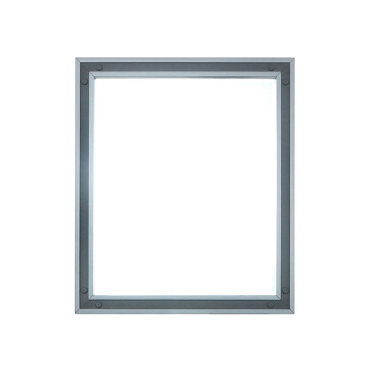 Lexora Ziva 28 in W x 32 in H Dark Grey Mirror with Black Metal Inlay