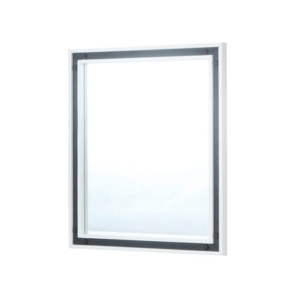 Lexora Ziva 28 in W x 32 in H White Mirror with Black Metal Inlay