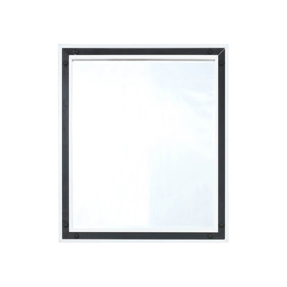 Lexora Ziva 28 in W x 32 in H White Mirror with Black Metal Inlay