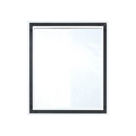 Lexora Ziva 28 in W x 32 in H White Mirror with Black Metal Inlay