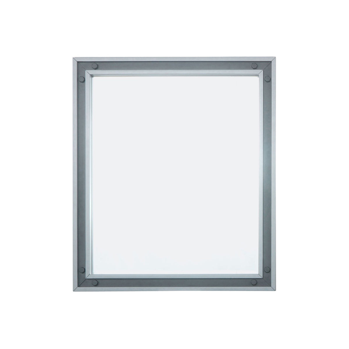 Lexora Ziva 30 in W x 32 in H Dark Grey Mirror with Black Metal Inlay