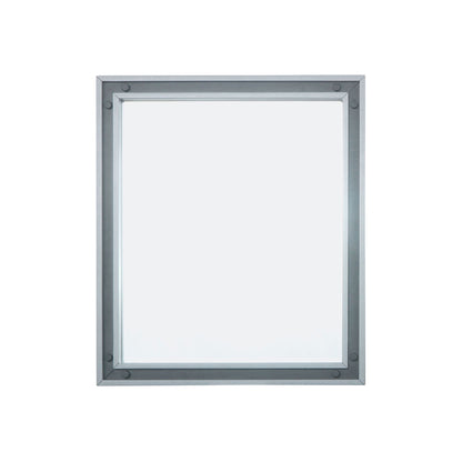 Lexora Ziva 30 in W x 32 in H Dark Grey Mirror with Black Metal Inlay