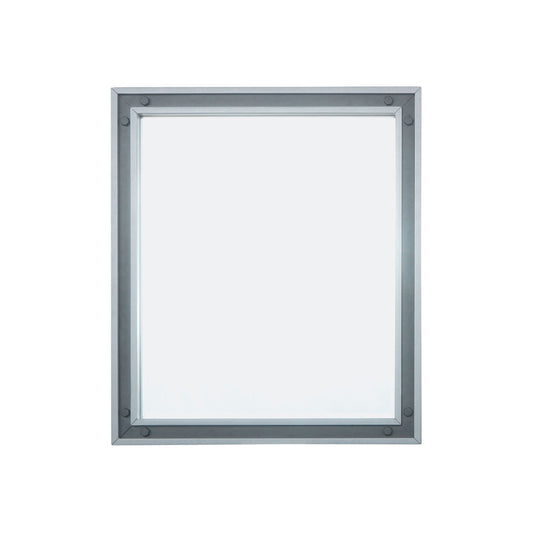 Lexora Ziva 30 in W x 32 in H Dark Grey Mirror with Black Metal Inlay