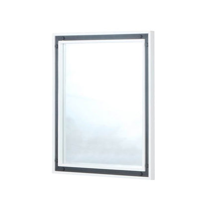 Lexora Ziva 30 in W x 32 in H White Mirror with Black Metal Inlay