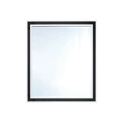 Lexora Ziva 30 in W x 32 in H White Mirror with Black Metal Inlay