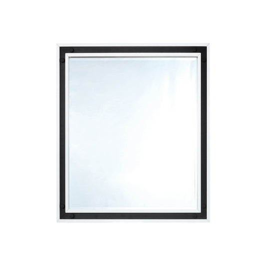 Lexora Ziva 30 in W x 32 in H White Mirror with Black Metal Inlay