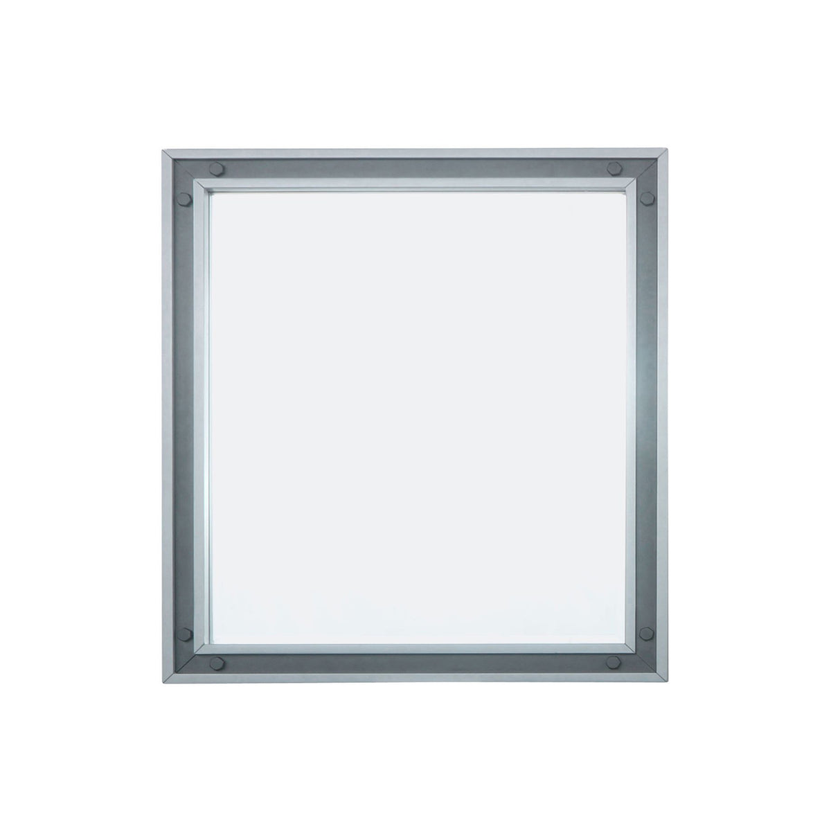 Lexora Ziva 34 in W x 32 in H Dark Grey Mirror with Black Metal Inlay