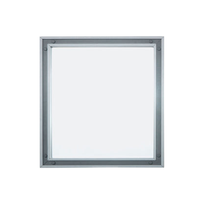 Lexora Ziva 34 in W x 32 in H Dark Grey Mirror with Black Metal Inlay