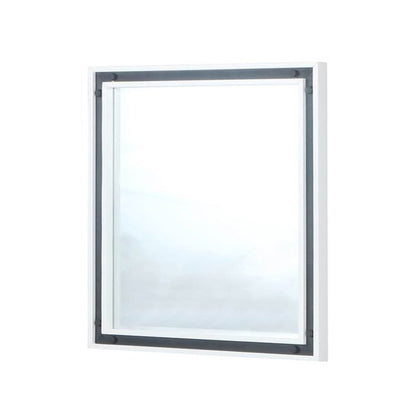 Lexora Ziva 34 in W x 32 in H White Mirror with Black Metal Inlay