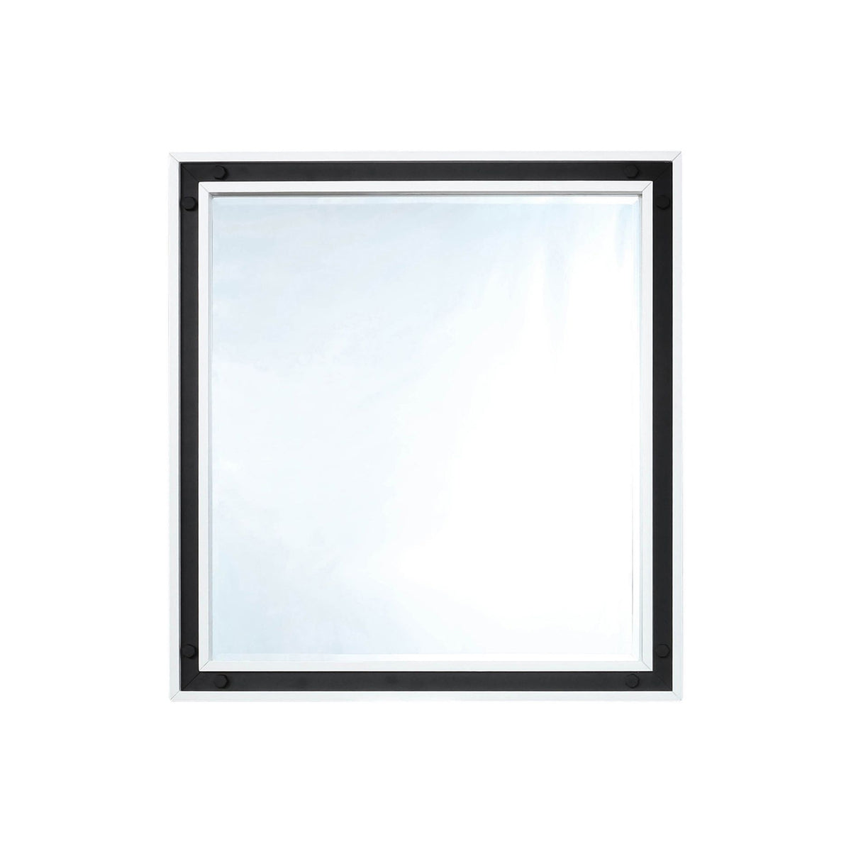 Lexora Ziva 34 in W x 32 in H White Mirror with Black Metal Inlay