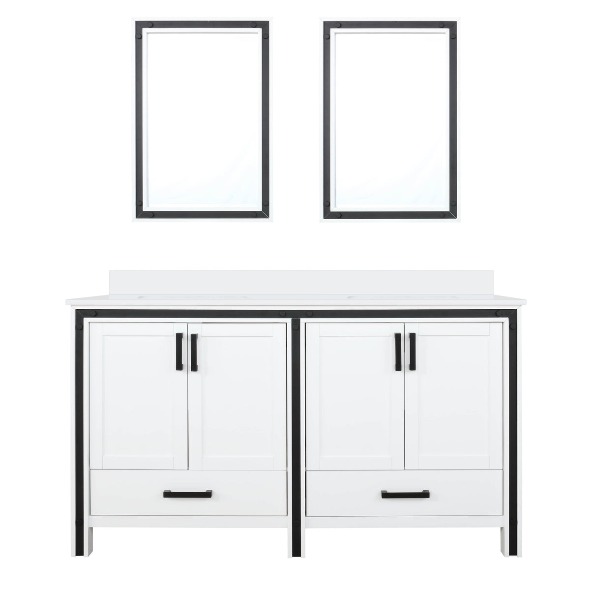 Lexora Ziva 60 in. White Double Sink Bath Vanity