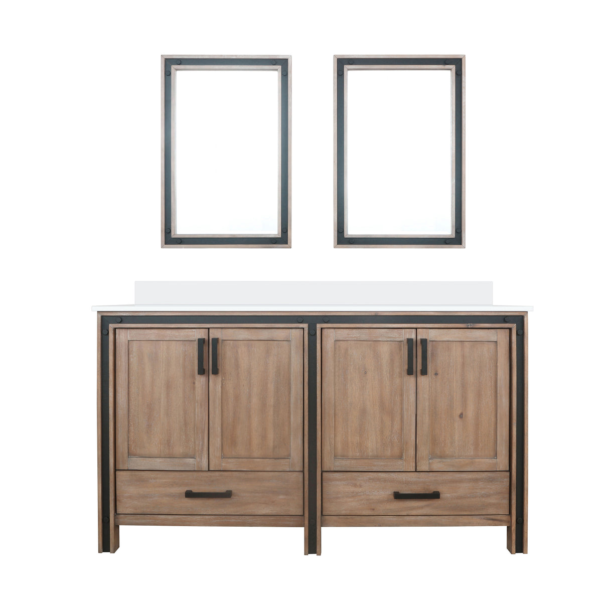 Lexora Ziva 60 in. Rustic Barnwood Double Sink Bath Vanity