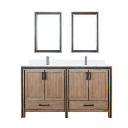 Lexora Ziva 60 in. Rustic Barnwood Double Sink Bath Vanity