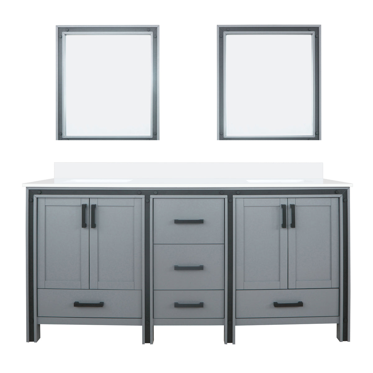 Lexora Ziva 72 in. Dark Grey Double Sink Bath Vanity