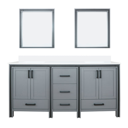 Lexora Ziva 72 in. Dark Grey Double Sink Bath Vanity