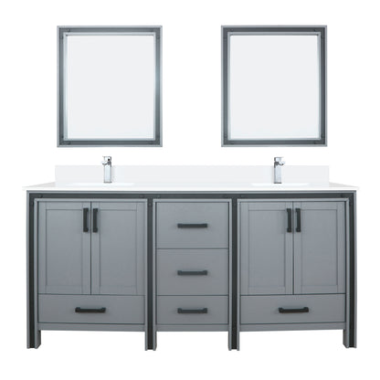 Lexora Ziva 72 in. Dark Grey Double Sink Bath Vanity