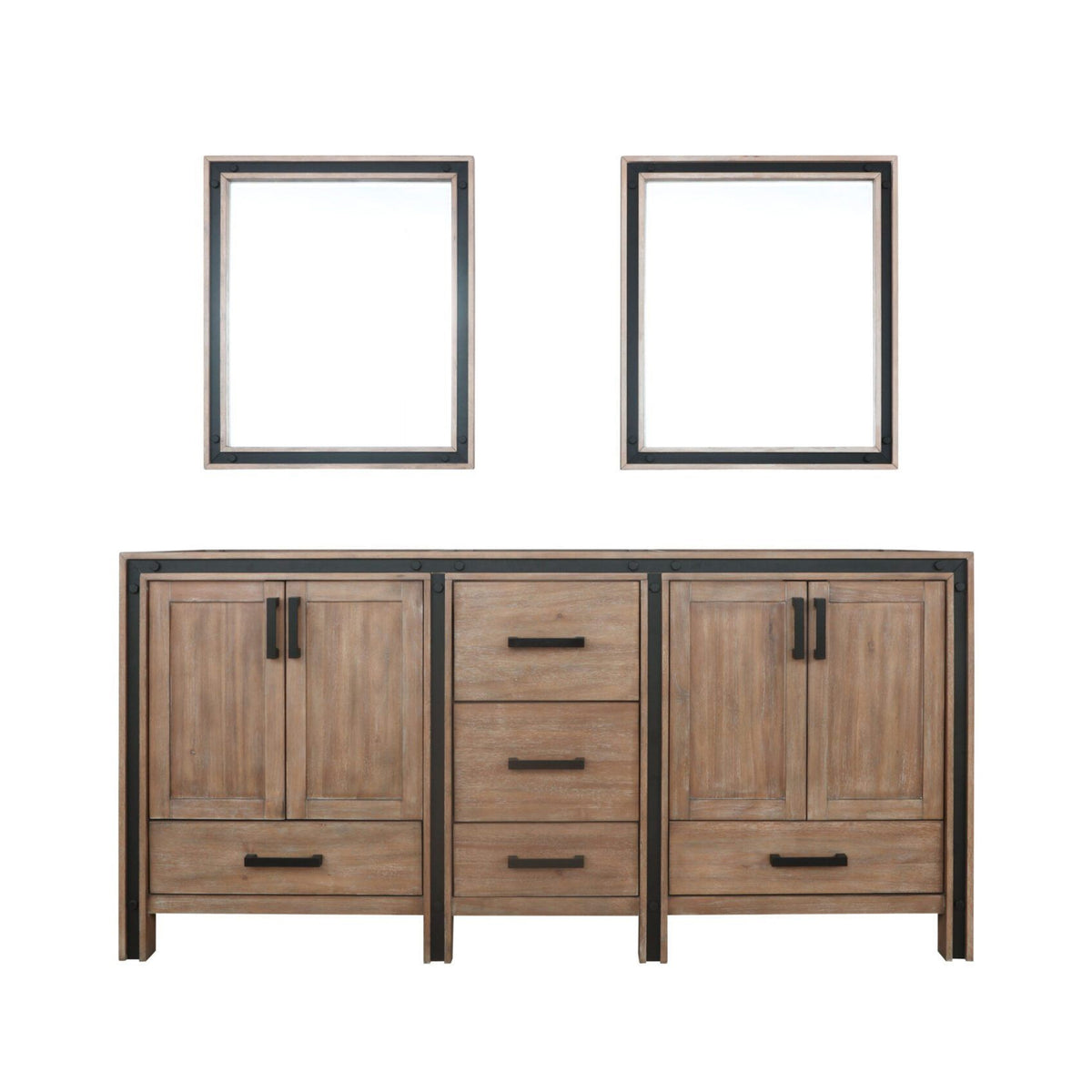 Lexora Ziva 72 in. Rustic Barnwood Double Sink Bath Vanity