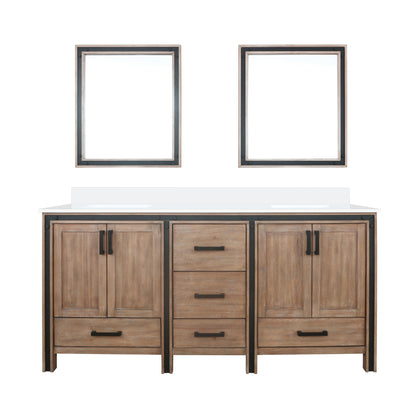 Lexora Ziva 72 in. Rustic Barnwood Double Sink Bath Vanity