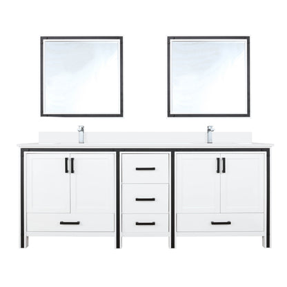 Lexora Ziva 80 in. White Double Sink Bath Vanity
