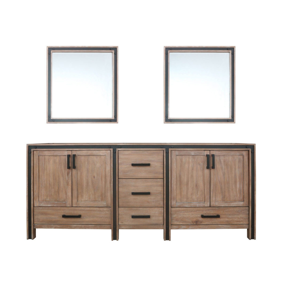 Lexora Ziva 80 in. Rustic Barnwood Double Sink Bath Vanity