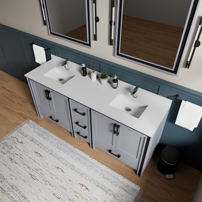Lexora Ziva 80 in. Dark Grey Double Sink Bath Vanity