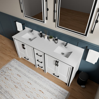 Lexora Ziva 80 in. White Double Sink Bath Vanity