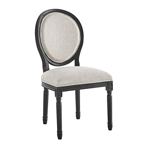 Modway Emanate French Vintage Upholstered Fabric Dining Chair in Black Beige