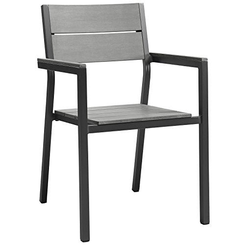 Modway Maine Dining Outdoor Patio Armchair in White Light Gray