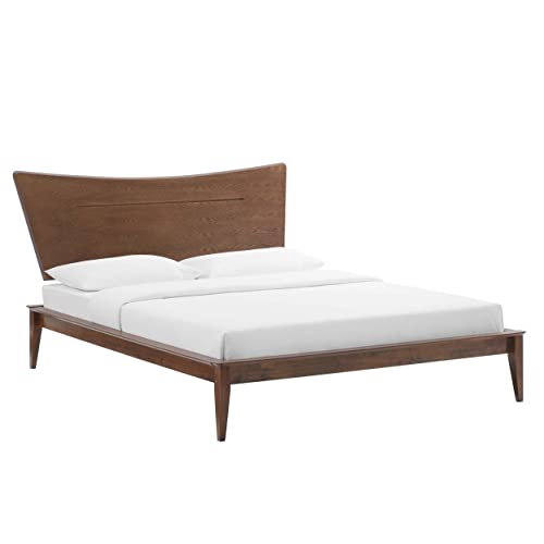 Modway Astra Queen Wood Platform Bed in Walnut